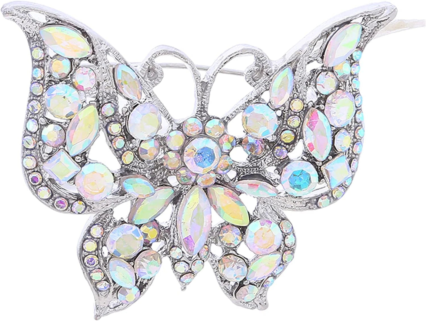 Nikolay Butterfly Brooch Multicolor Faux Crystal Lapel Pin Costume Jewelry for Women Men Hat Backpacks Decor,Color (AL726-B), 5.8X4.7Cm