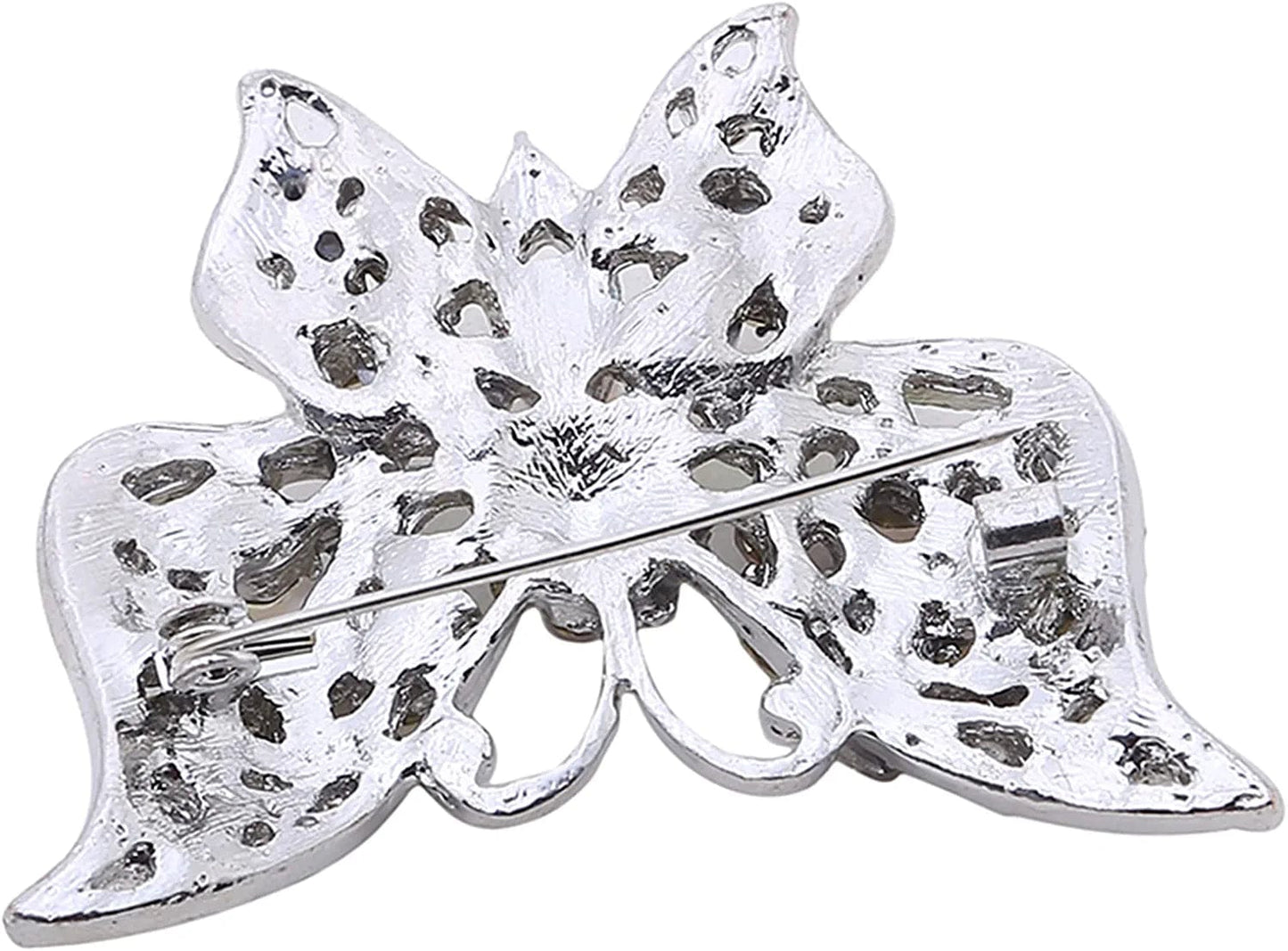 Nikolay Butterfly Brooch Multicolor Faux Crystal Lapel Pin Costume Jewelry for Women Men Hat Backpacks Decor,Color (AL726-B), 5.8X4.7Cm