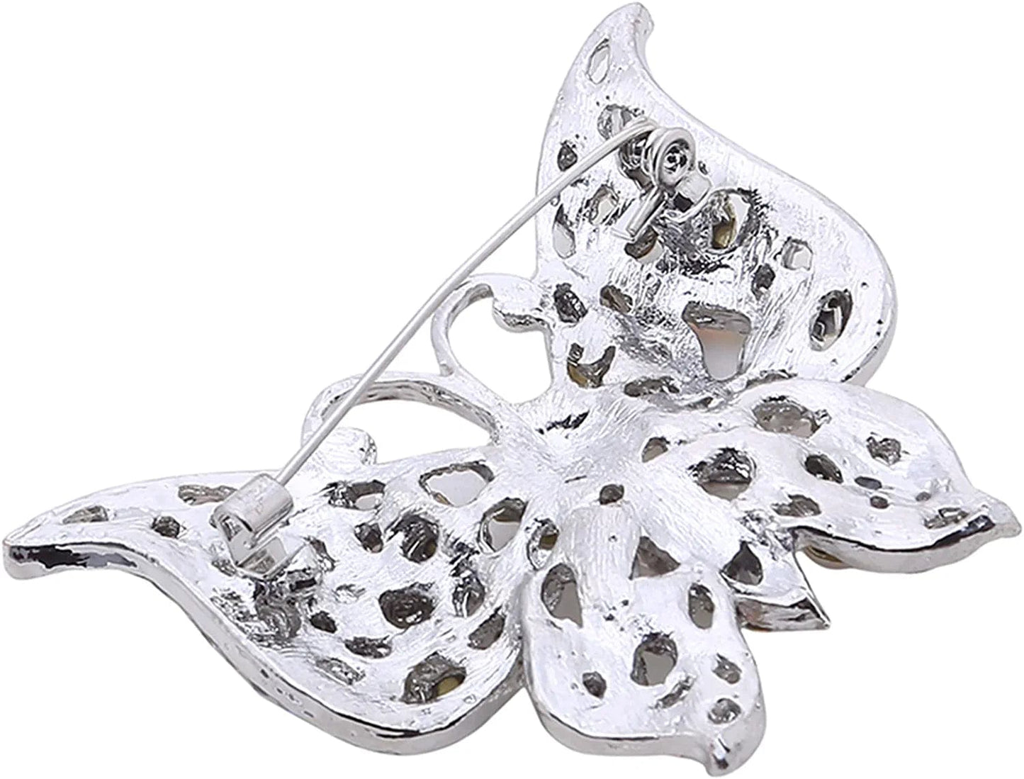 Nikolay Butterfly Brooch Multicolor Faux Crystal Lapel Pin Costume Jewelry for Women Men Hat Backpacks Decor,Color (AL726-B), 5.8X4.7Cm