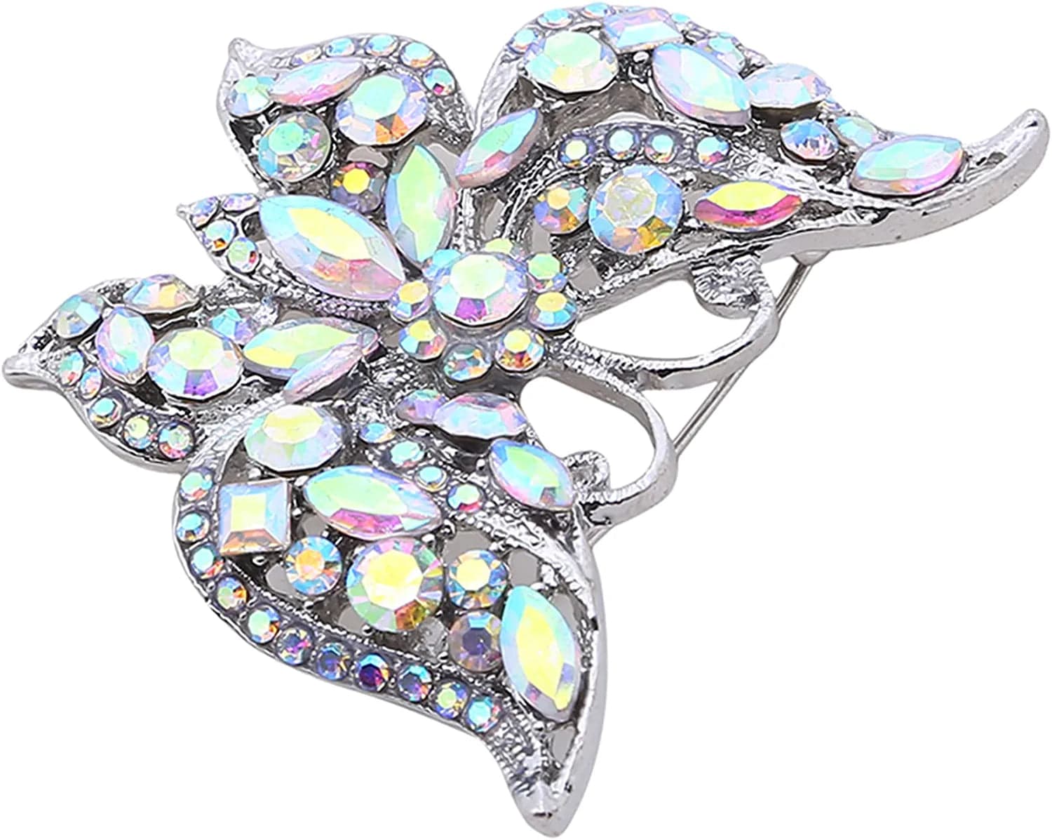 Nikolay Butterfly Brooch Multicolor Faux Crystal Lapel Pin Costume Jewelry for Women Men Hat Backpacks Decor,Color (AL726-B), 5.8X4.7Cm