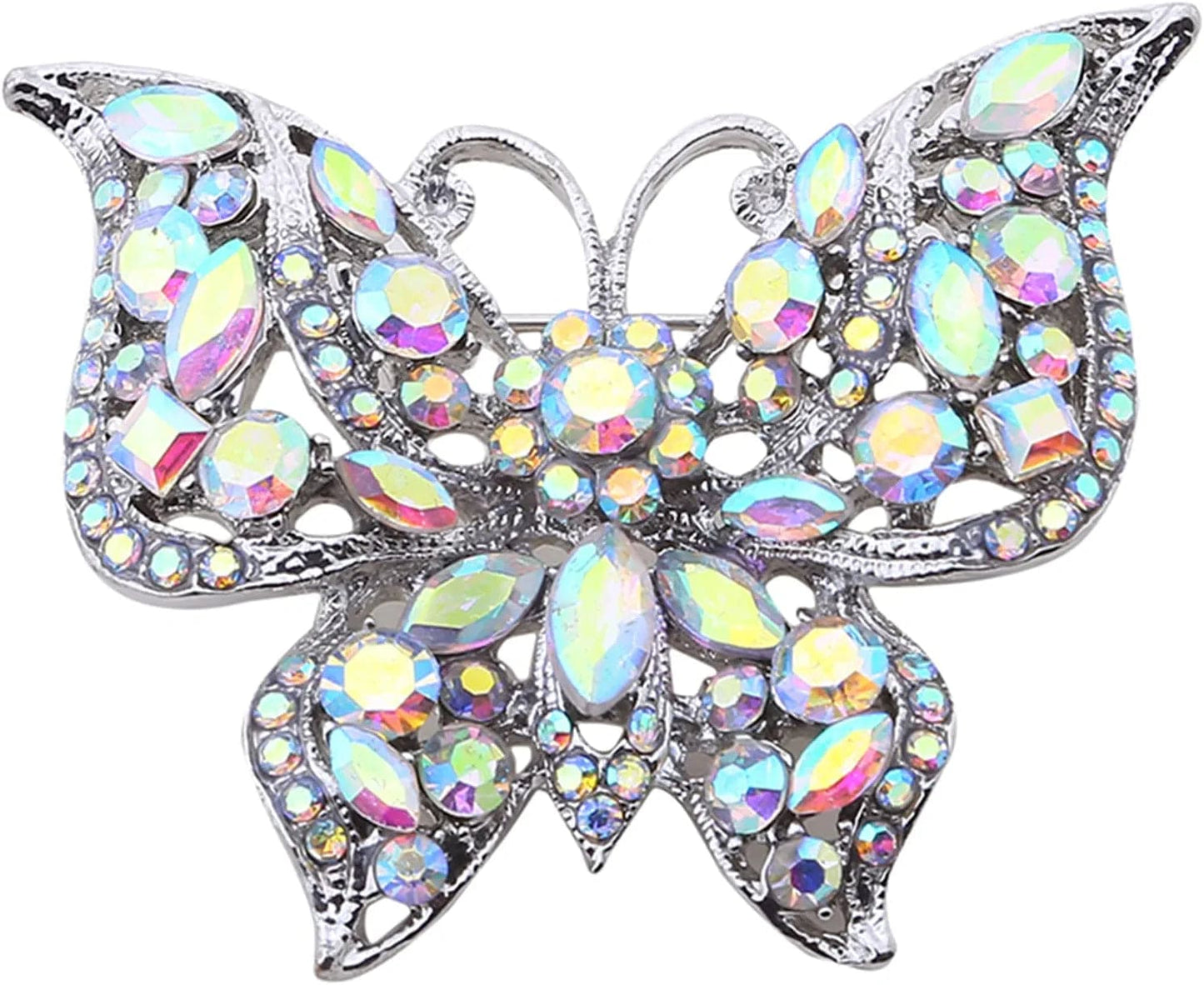 Nikolay Butterfly Brooch Multicolor Faux Crystal Lapel Pin Costume Jewelry for Women Men Hat Backpacks Decor,Color (AL726-B), 5.8X4.7Cm
