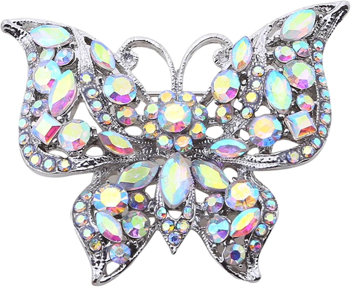 Nikolay Butterfly Brooch Multicolor Faux Crystal Lapel Pin Costume Jewelry for Women Men Hat Backpacks Decor,Color (AL726-B), 5.8X4.7Cm