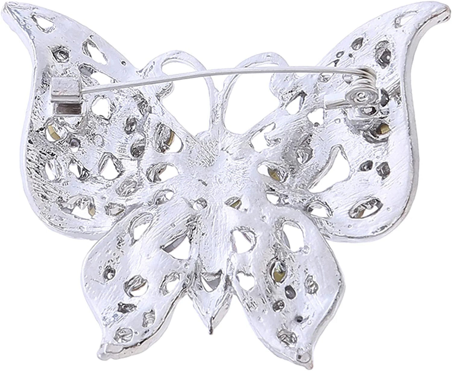 Nikolay Butterfly Brooch Multicolor Faux Crystal Lapel Pin Costume Jewelry for Women Men Hat Backpacks Decor,Color (AL726-B), 5.8X4.7Cm