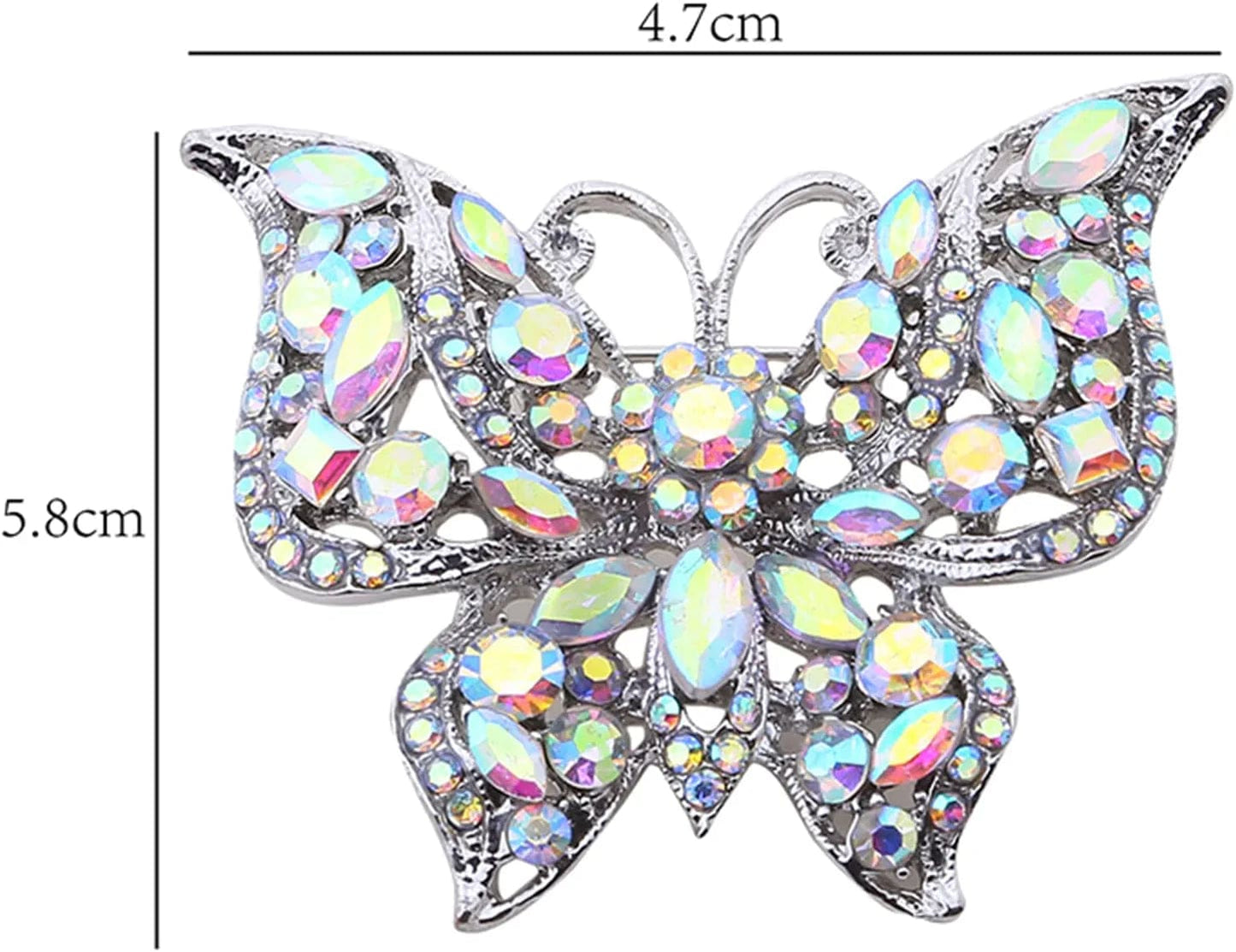 Nikolay Butterfly Brooch Multicolor Faux Crystal Lapel Pin Costume Jewelry for Women Men Hat Backpacks Decor,Color (AL726-B), 5.8X4.7Cm