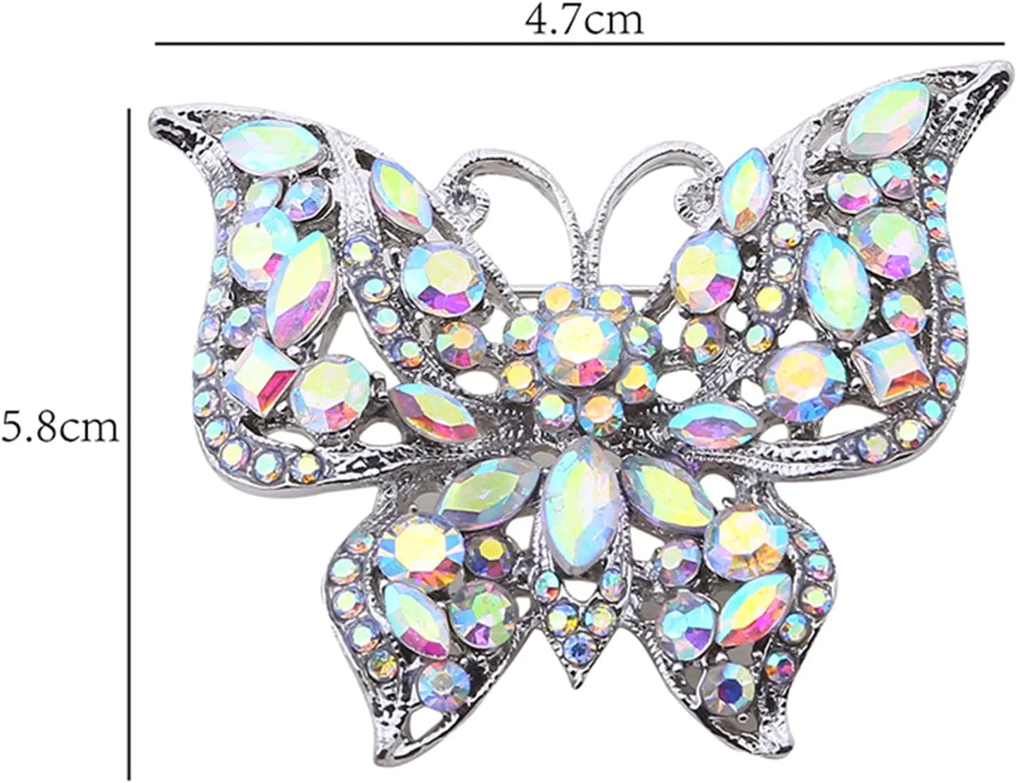 Nikolay Butterfly Brooch Multicolor Faux Crystal Lapel Pin Costume Jewelry for Women Men Hat Backpacks Decor,Color (AL726-B), 5.8X4.7Cm