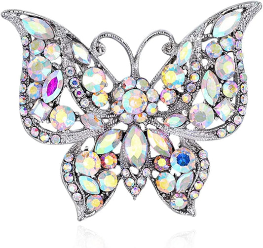 Nikolay Butterfly Brooch Multicolor Faux Crystal Lapel Pin Costume Jewelry for Women Men Hat Backpacks Decor,Color (AL726-B), 5.8X4.7Cm Color (AL726-B)