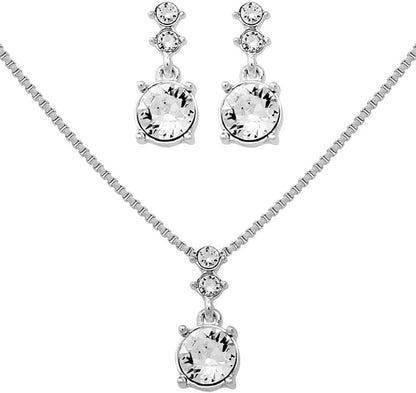 NINE WEST Silver-Tone and Crystal Necklace and Earrings Set