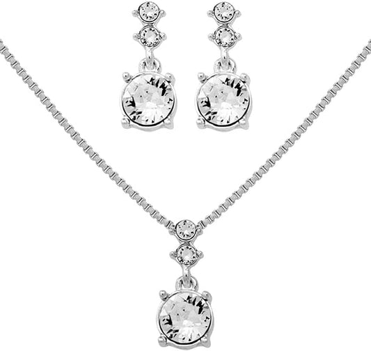 NINE WEST Silver-Tone and Crystal Necklace and Earrings Set