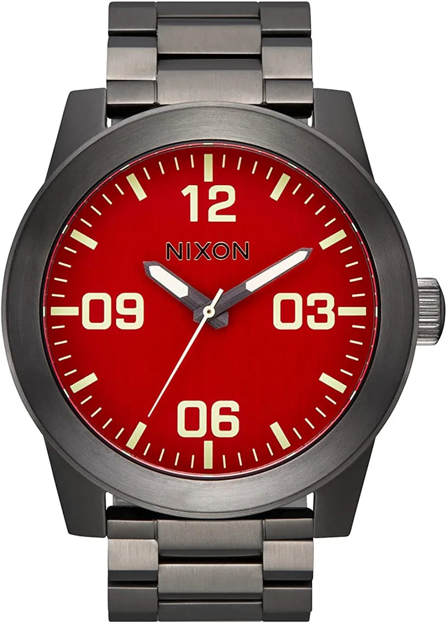 Nixon Corporal SS A346. 100M Water Resistant XL Men’S Watch (48Mm Watch Face. 24Mm Stainless Steel Band) Red / Gunmetal