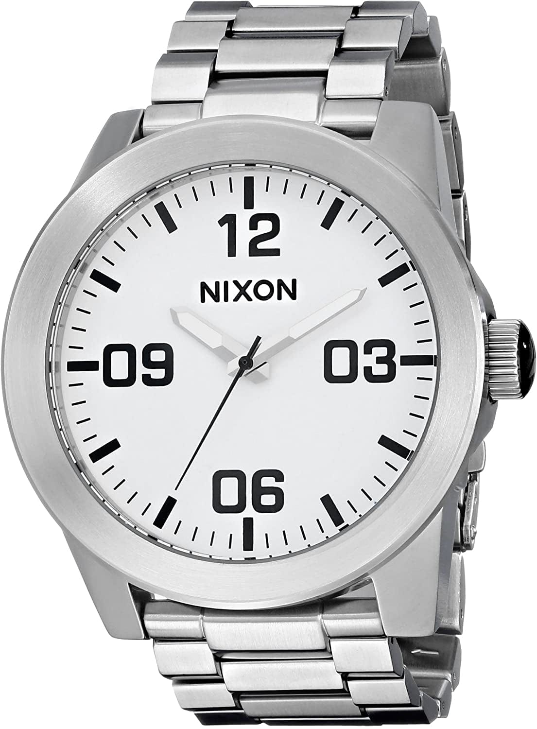 Nixon Corporal SS A346. 100M Water Resistant XL Men’S Watch (48Mm Watch Face. 24Mm Stainless Steel Band) White