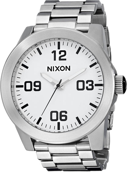 Nixon Corporal SS A346. 100M Water Resistant XL Men’S Watch (48Mm Watch Face. 24Mm Stainless Steel Band) White