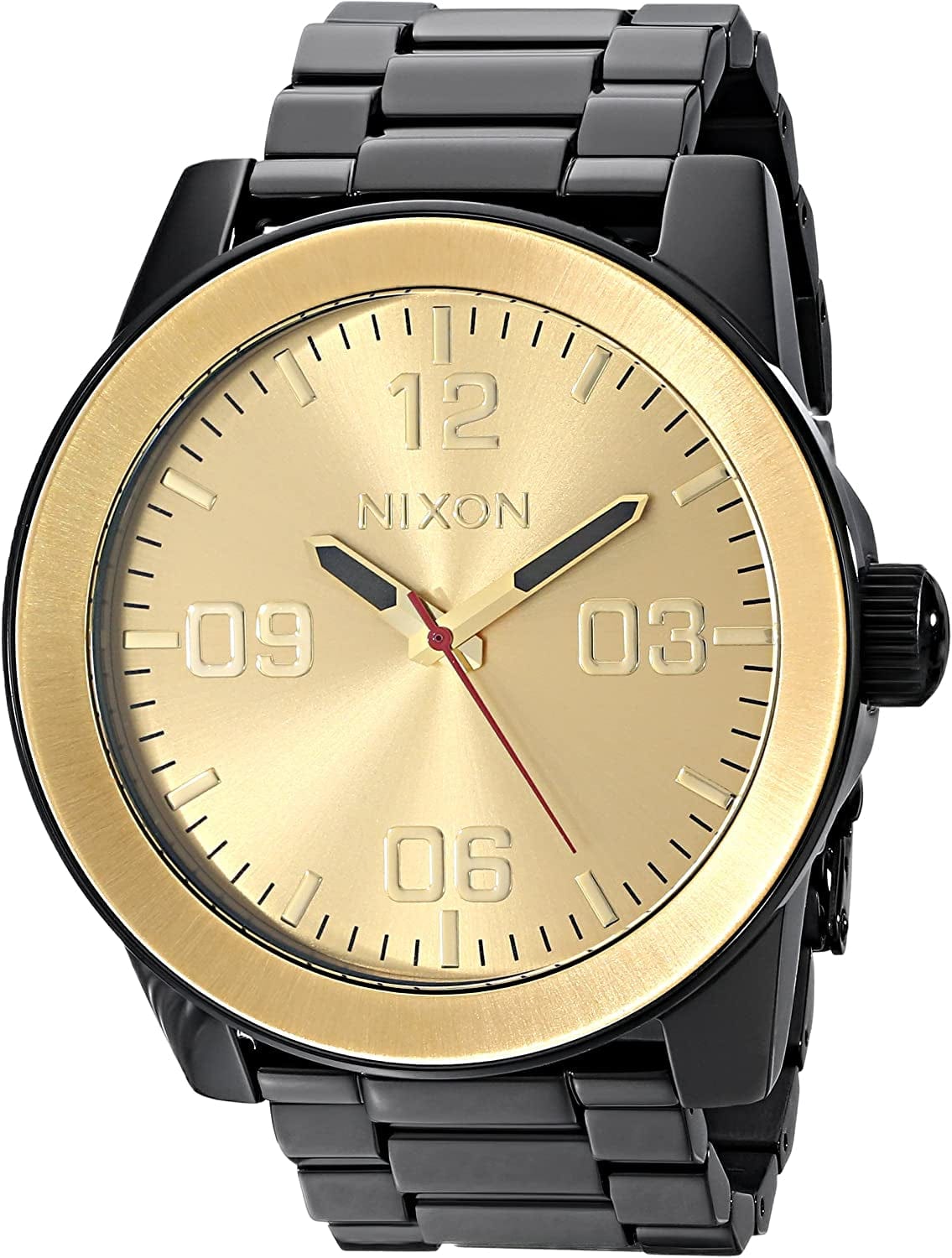 Nixon Corporal SS A346. 100M Water Resistant XL Men’S Watch (48Mm Watch Face. 24Mm Stainless Steel Band) Black/Gold-Tone
