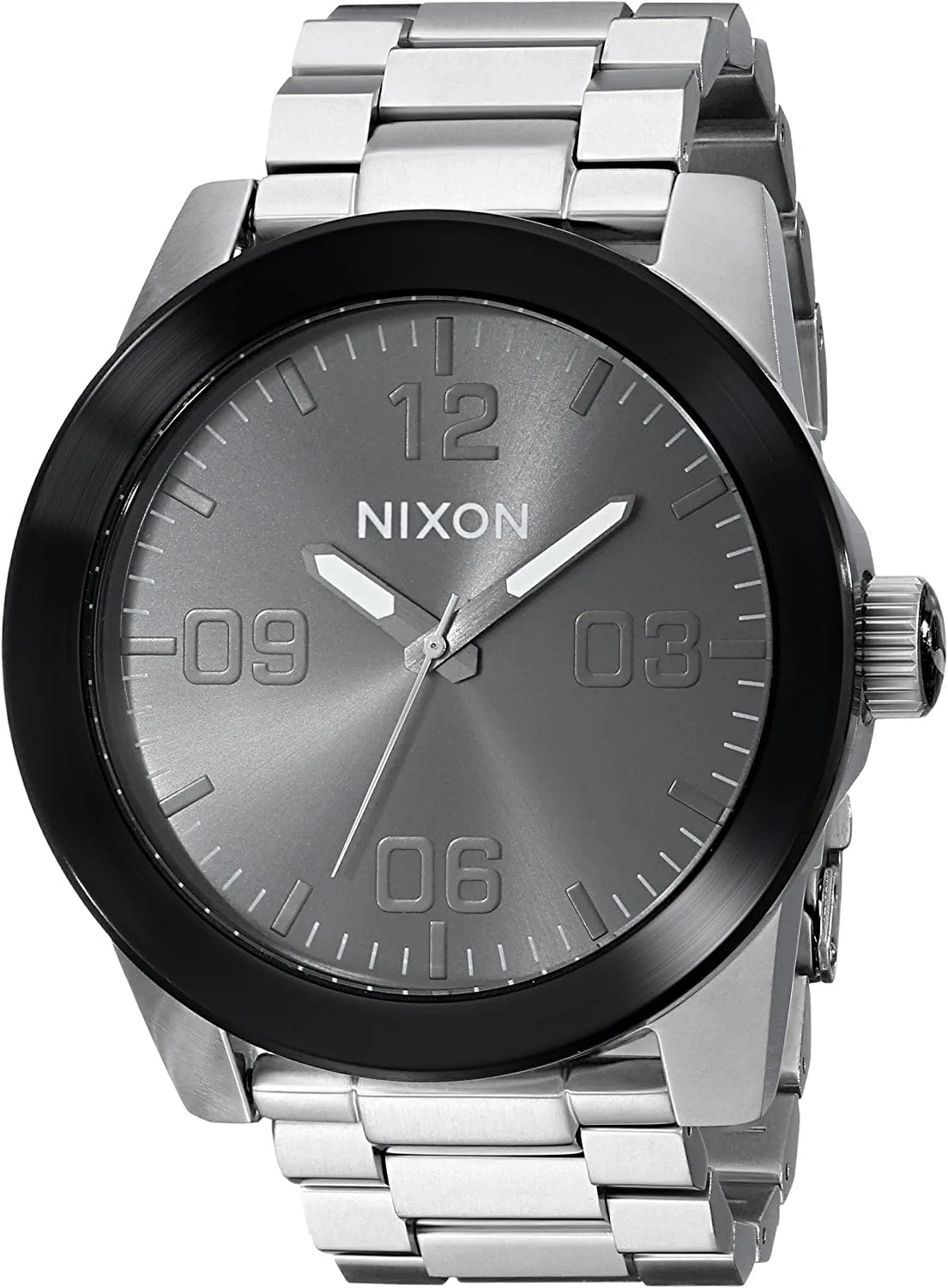 Nixon Corporal SS A346. 100M Water Resistant XL Men’S Watch (48Mm Watch Face. 24Mm Stainless Steel Band) Silver-Tone/Gunmetal