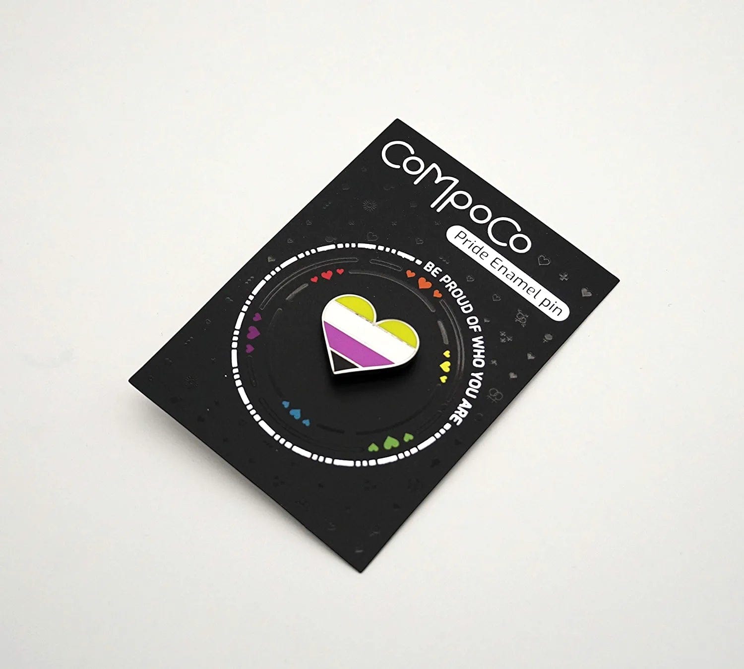 Non Binary Pride Pin Flag LGBTQ Gay Heart Flag Lapel Pin