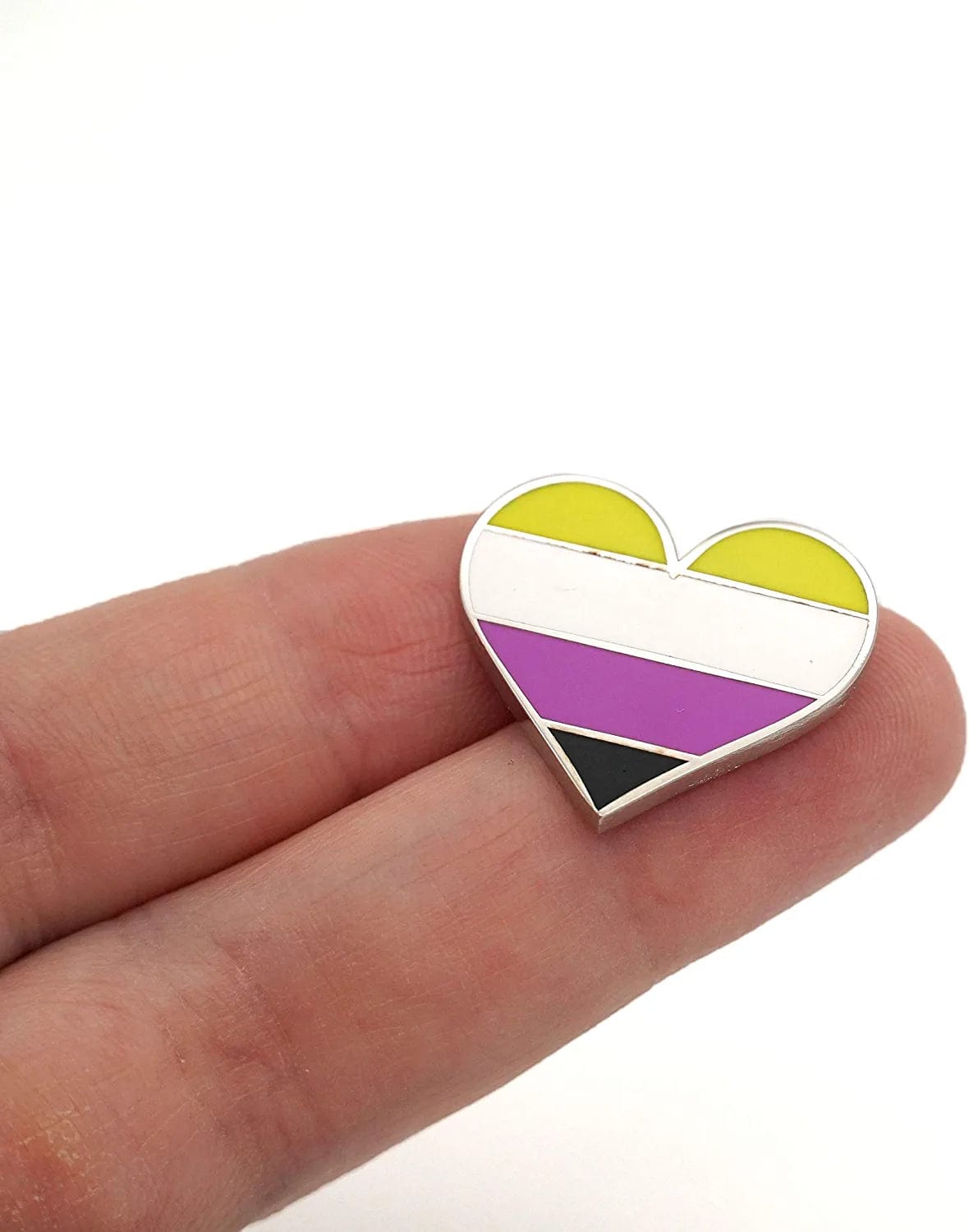 Non Binary Pride Pin Flag LGBTQ Gay Heart Flag Lapel Pin