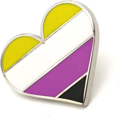 Non Binary Pride Pin Flag LGBTQ Gay Heart Flag Lapel Pin