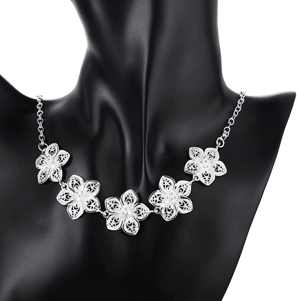 Northearth 925 Sterling Silver Jewelry Sets Fine Retro Flowers Necklaces Bracelets Earrings for Women Fashion Party Wedding