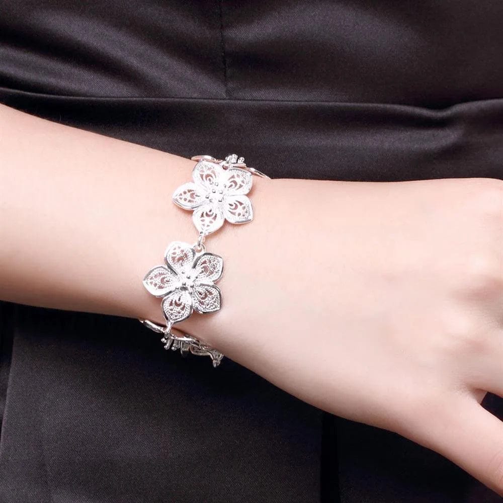 Northearth 925 Sterling Silver Jewelry Sets Fine Retro Flowers Necklaces Bracelets Earrings for Women Fashion Party Wedding