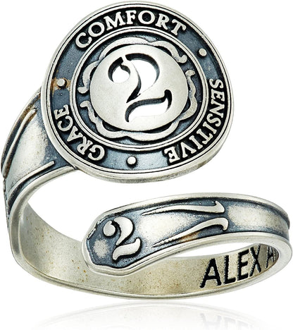 "Numerology" Number, Sterling Silver Spoon Ring, Size 7-9 Two