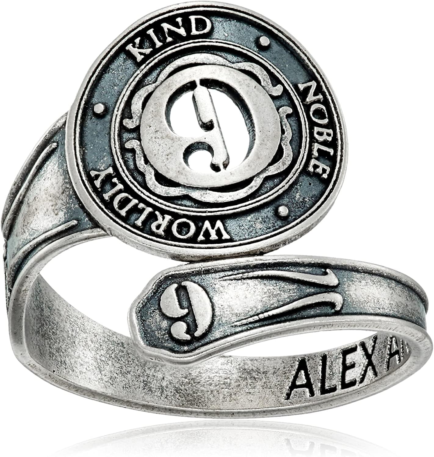 "Numerology" Number, Sterling Silver Spoon Ring, Size 7-9 Nine
