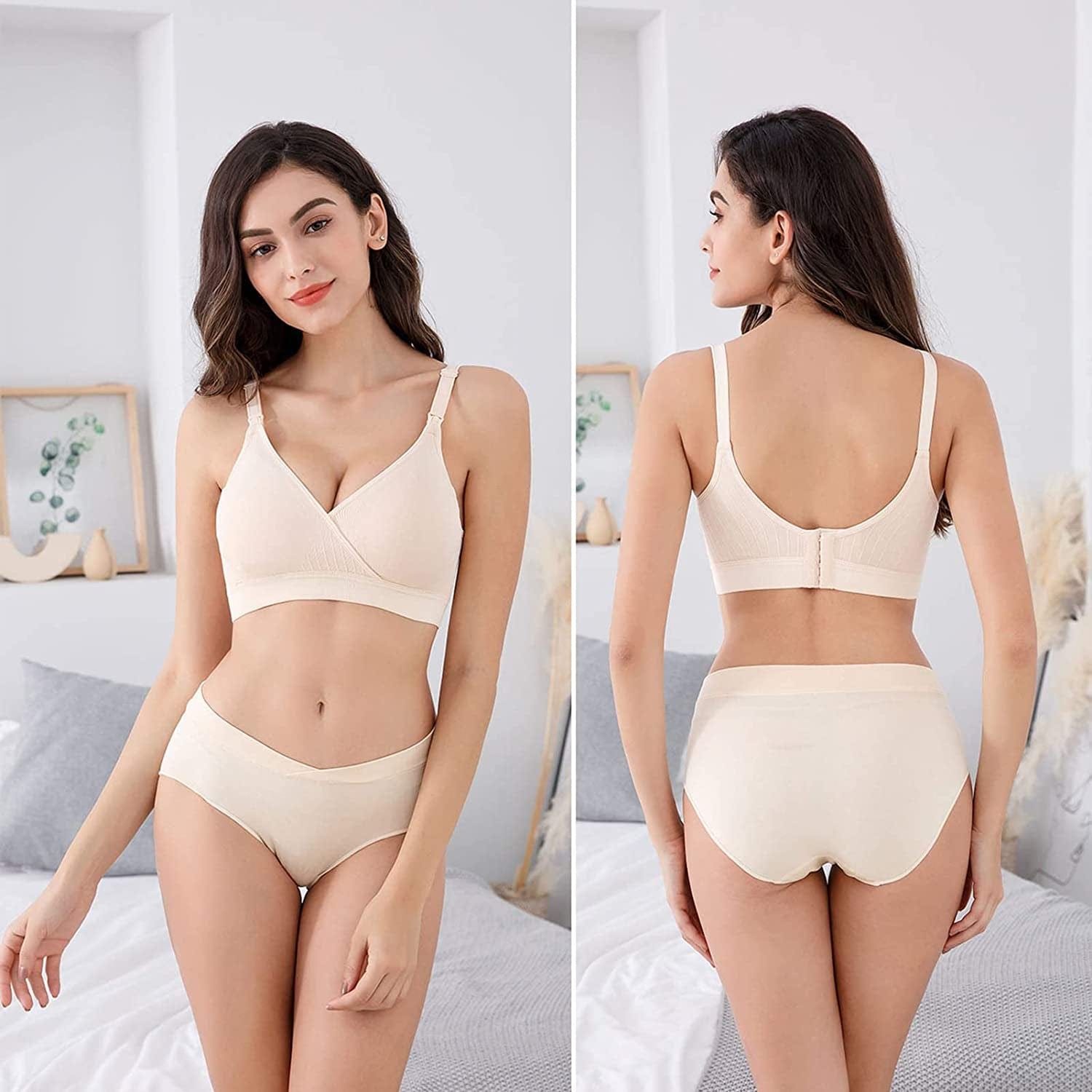 Nursing Bra 3 Pack Seamless V Neck Maternity Bra Women Pregnancy Breastfeeding Bra