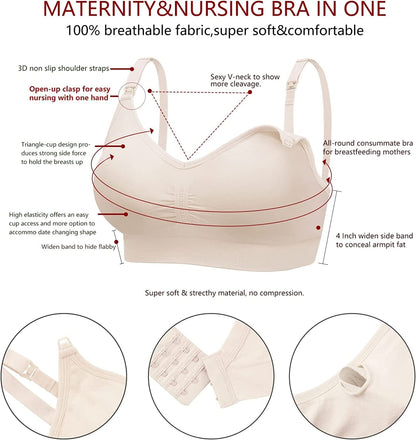 Nursing Bra 3 Pack Womens Maternity Breastfeeding Bra Wireless Sleep Bra Bralette with Extenders & Clips