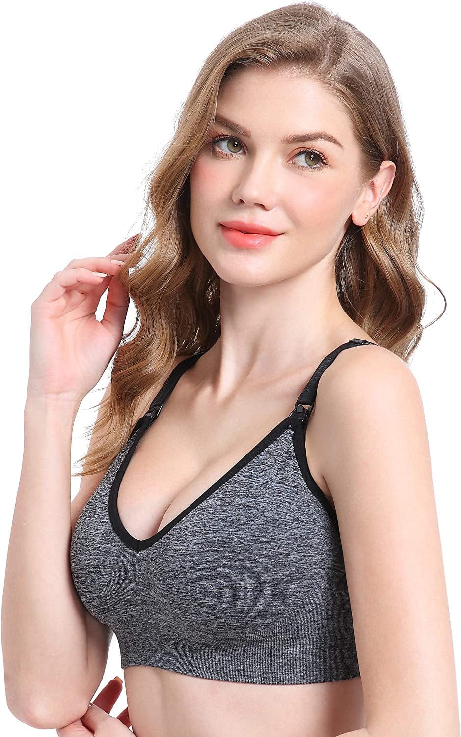 Nursing Bra 5Pack Wireless Deep V Neck Maternity Nursing Bra Bralette Sleeping Breastfeeding with Extra Extenders