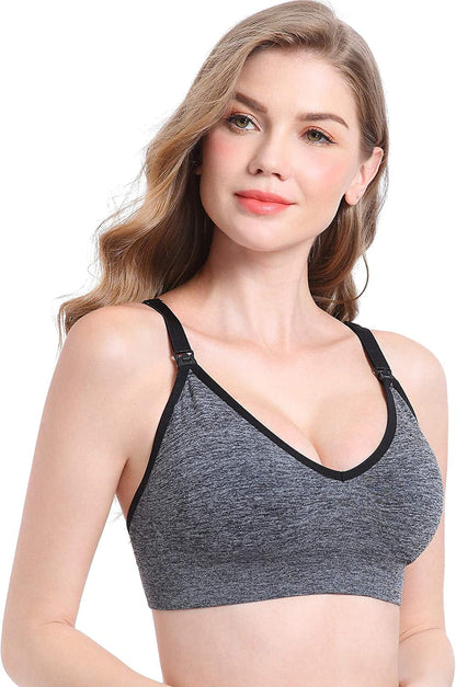 Nursing Bra 5Pack Wireless Deep V Neck Maternity Nursing Bra Bralette Sleeping Breastfeeding with Extra Extenders