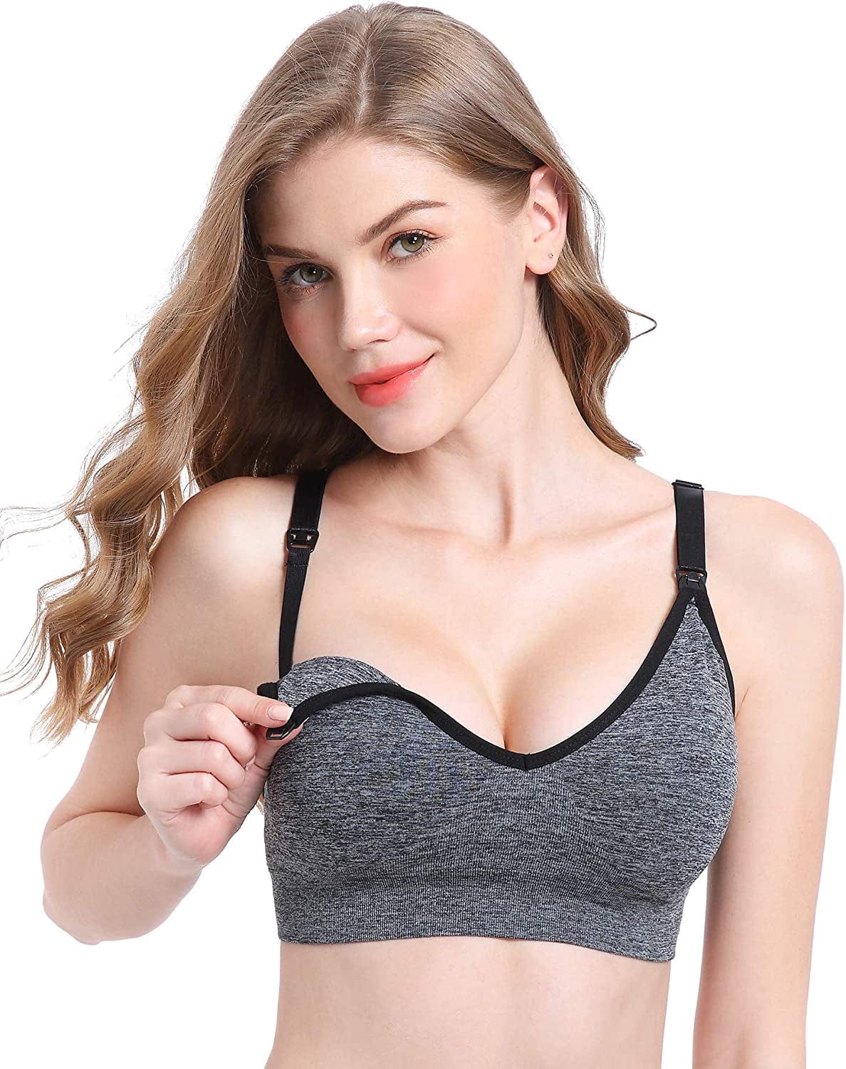Nursing Bra 5Pack Wireless Deep V Neck Maternity Nursing Bra Bralette Sleeping Breastfeeding with Extra Extenders