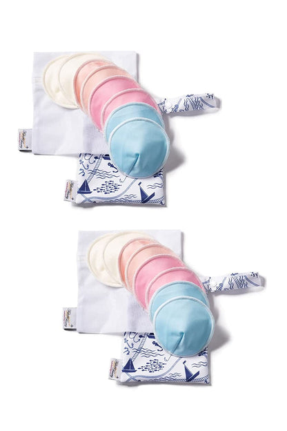 Nursing Bra Pads Bamboo Viscose Washable Reusable Leak Proof All Day Night (Set of 1) 2-Pack Nautical
