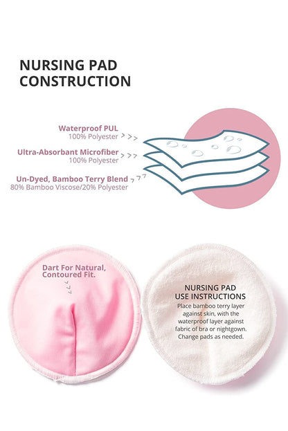 Nursing Bra Pads Bamboo Viscose Washable Reusable Leak Proof All Day Night (Set of 1)