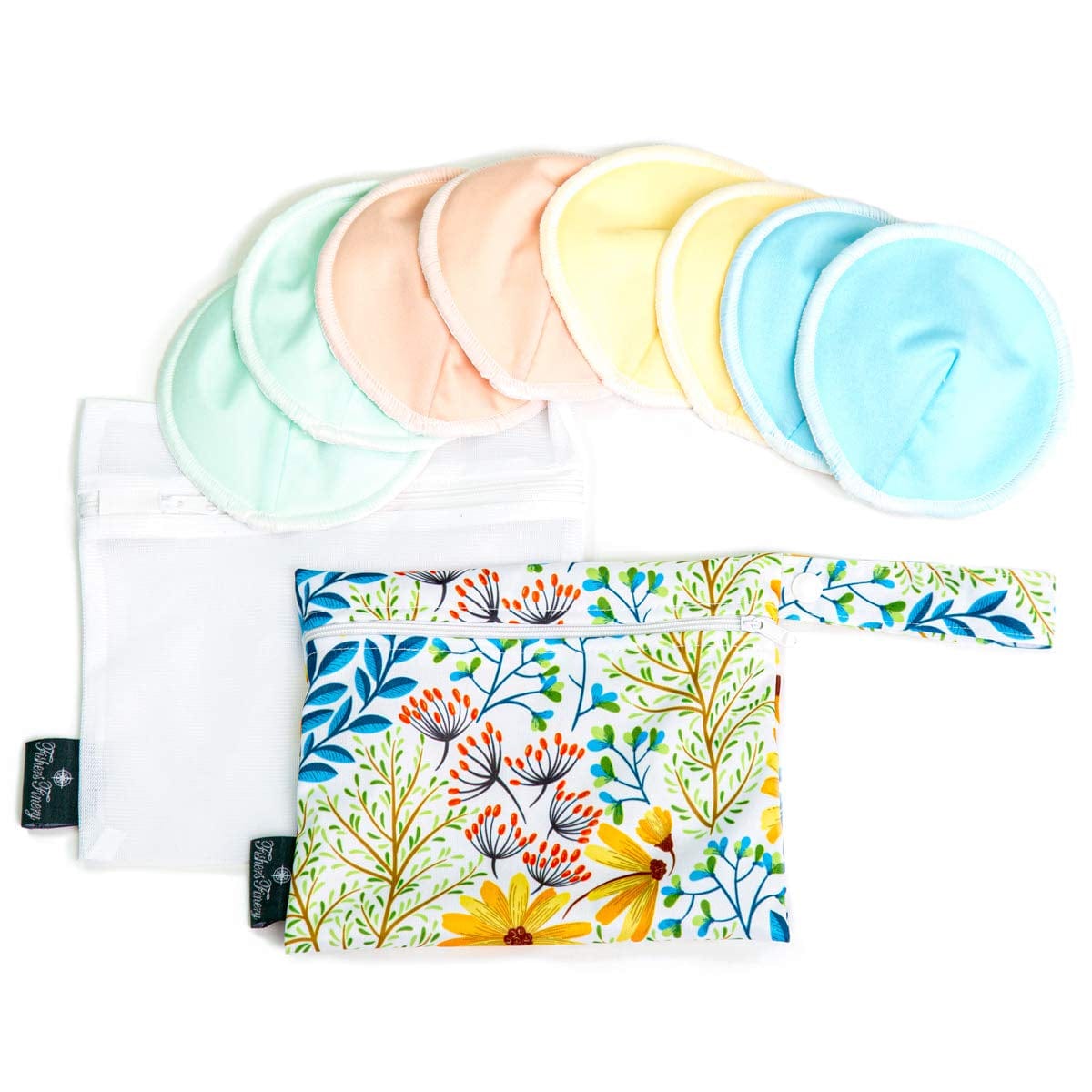 Nursing Bra Pads Bamboo Viscose Washable Reusable Leak Proof All Day Night (Set of 1) 1-Pack Floral