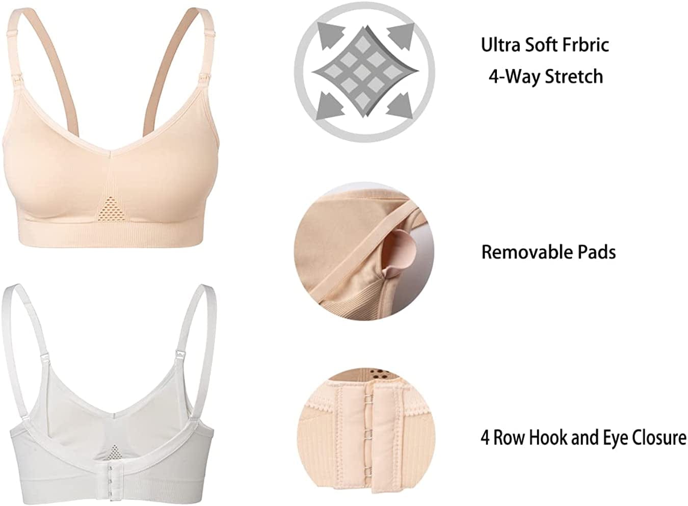 Nursing Bras for Breastfeeding Maternity Bras for Pregnancy Everyday Sleep Bras 3 Pack