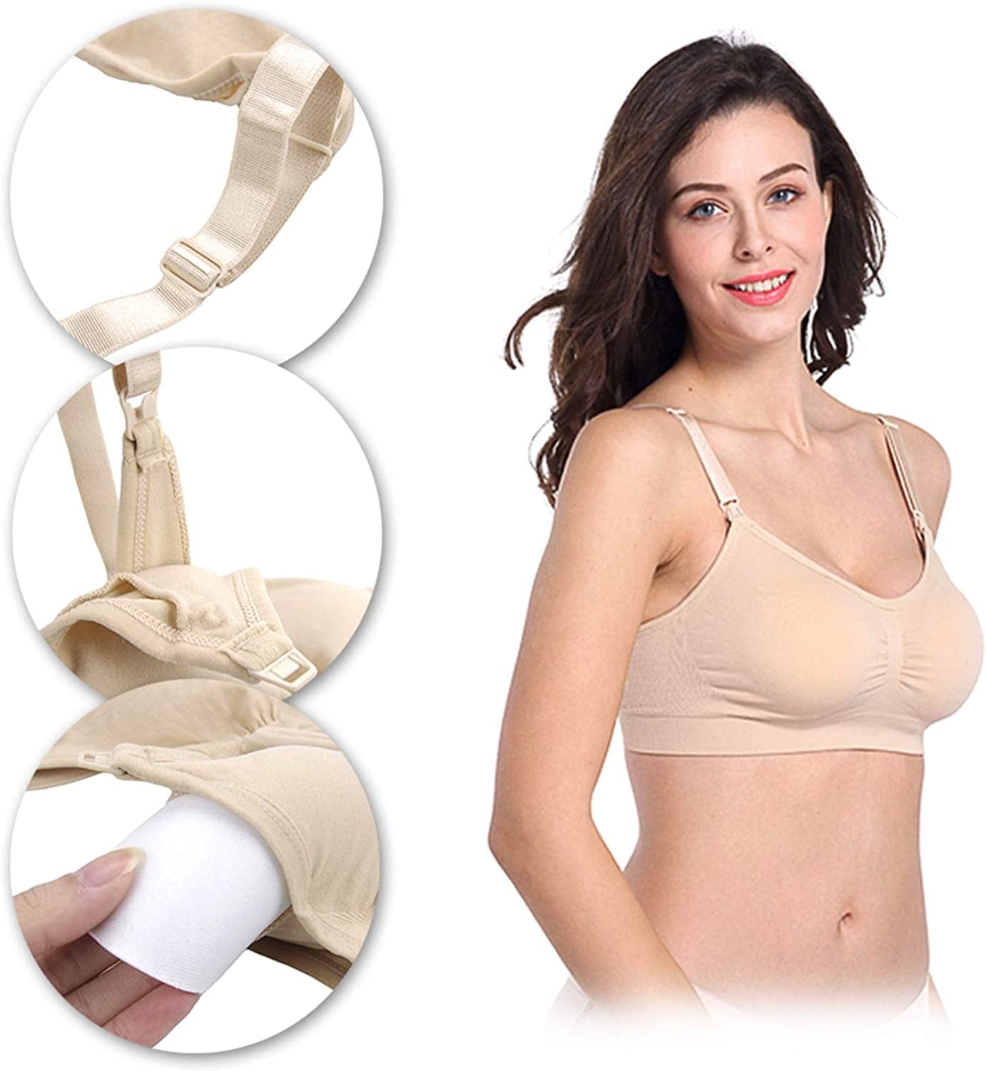 Nursing Bras Maternity Bra for Breastfeeding Pregnancy Wireless Bralette with Pads, Extenders & Clips Pack of 2/3