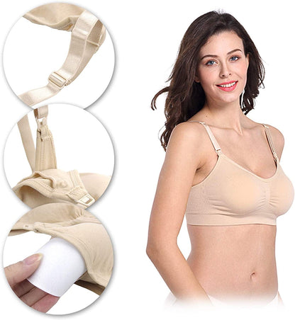Nursing Bras Maternity Bra for Breastfeeding Pregnancy Wireless Bralette with Pads, Extenders & Clips Pack of 2/3