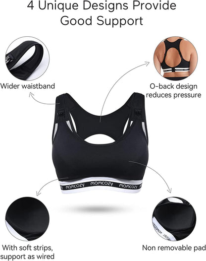 Nursing Sports Bra plus Size, YN11 Support Breastfeeding Maternity Bra Wireless Pregnancy Padded Low Impact Bralette