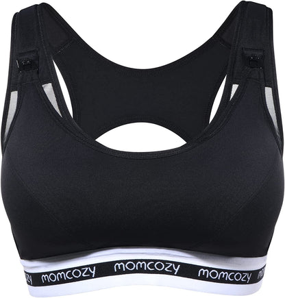 Nursing Sports Bra plus Size, YN11 Support Breastfeeding Maternity Bra Wireless Pregnancy Padded Low Impact Bralette Black / 3X-Large