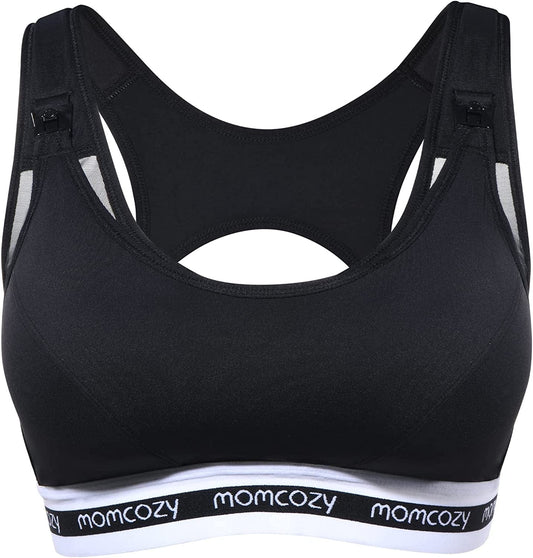 Nursing Sports Bra plus Size, YN11 Support Breastfeeding Maternity Bra Wireless Pregnancy Padded Low Impact Bralette Black / 3X-Large