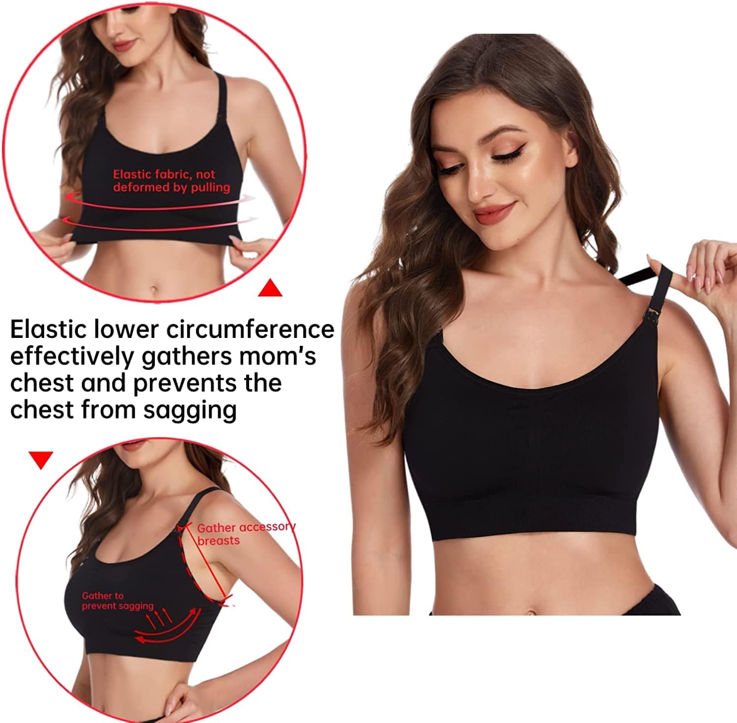 Nursing Tank Tops for Breastfeeding Double Layer Nursing Tops Maternity Stretch Camisole Pregnancy Cami 3 Pack