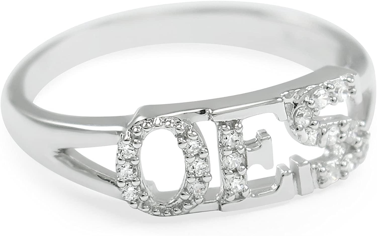 OES (Order of the Eastern Star) Freemasonry Sterling Silver Ring with Czs/Oes Jewelry and Accessories