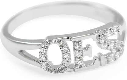OES (Order of the Eastern Star) Freemasonry Sterling Silver Ring with Czs/Oes Jewelry and Accessories