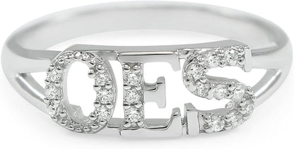 OES (Order of the Eastern Star) Freemasonry Sterling Silver Ring with Czs/Oes Jewelry and Accessories 7