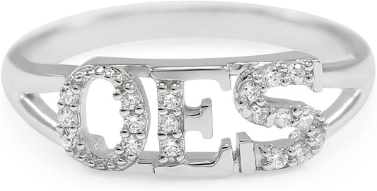 OES (Order of the Eastern Star) Freemasonry Sterling Silver Ring with Czs/Oes Jewelry and Accessories 7