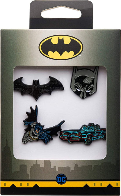 Officially Licensed Unisex Adult Batman Enamel Lapel Pin Set (4 Piece), Grey, One Size