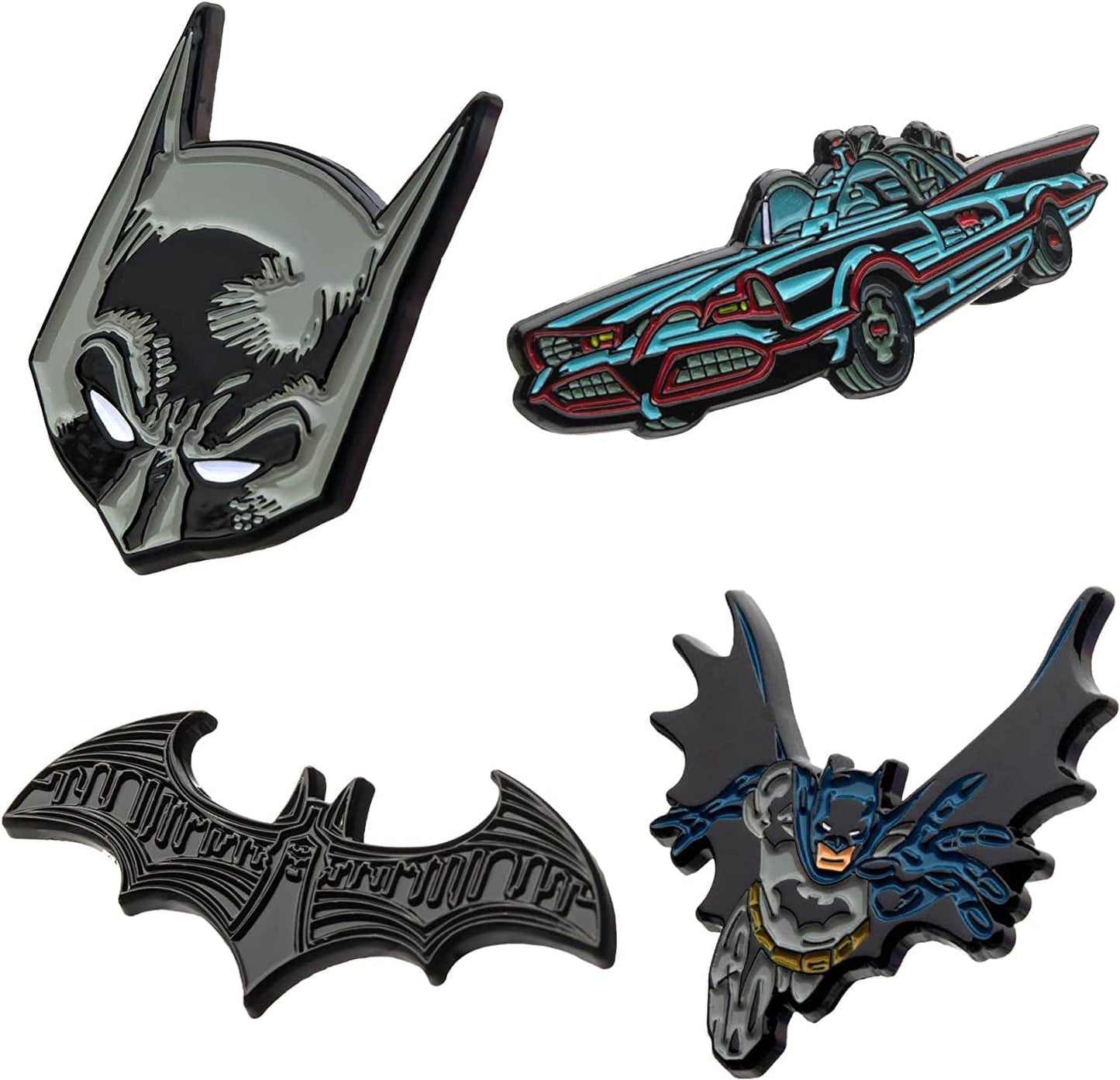 Officially Licensed Unisex Adult Batman Enamel Lapel Pin Set (4 Piece), Grey, One Size