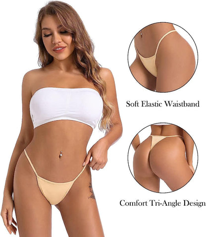 Okalyn Women Cotton G-Strings Thongs No Show Stretchy Underwear Bulk Panties 10 Packs
