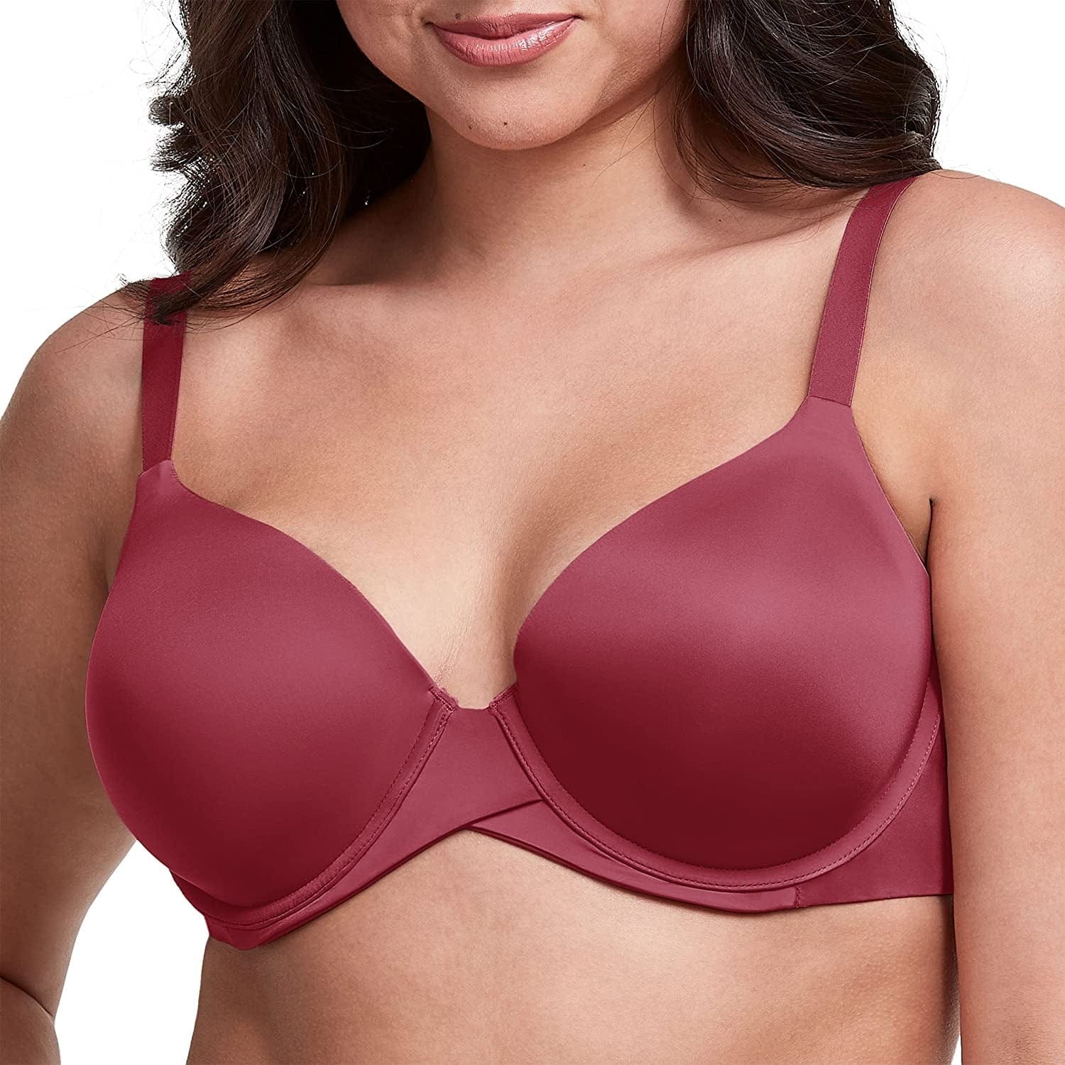 One Fab Fit Underwire Bra, Push-Up T-Shirt Bra, Modern Demi Bra, Lightly Padded Bra with Convertible Straps Maroon Dusk / 38D
