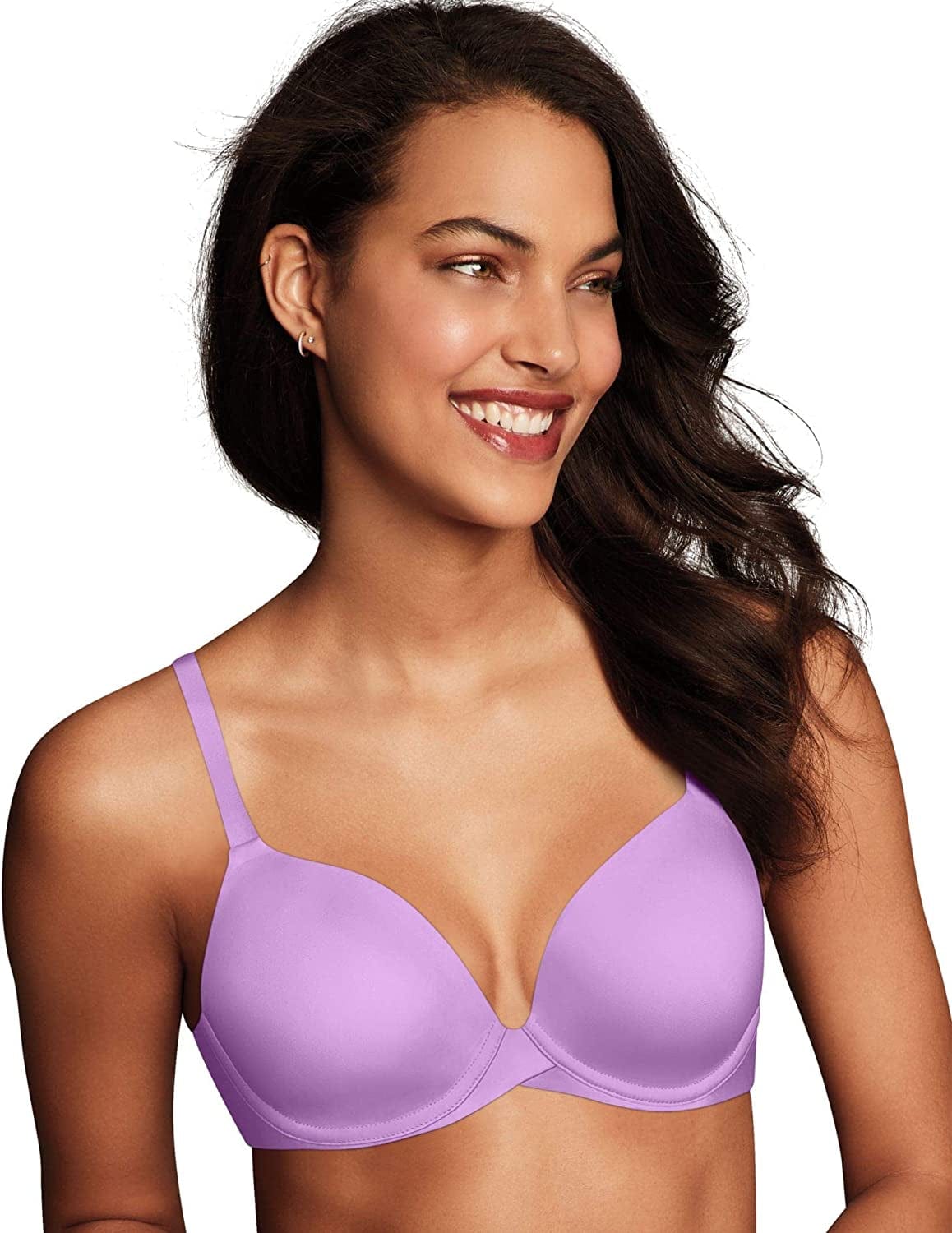 One Fab Fit Underwire Bra, Push-Up T-Shirt Bra, Modern Demi Bra, Lightly Padded Bra with Convertible Straps Lavender Sparkle / 36D