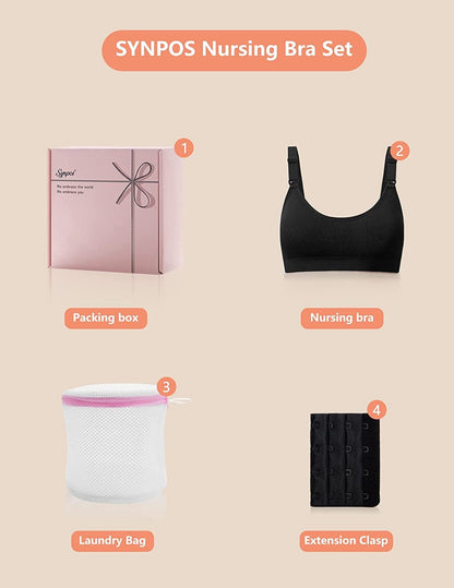 One-Piece Seamless Nursing Bra, 3D Stereo Massage Promotes Breastmilk Production, with Extension Clasp and Laundry Bag
