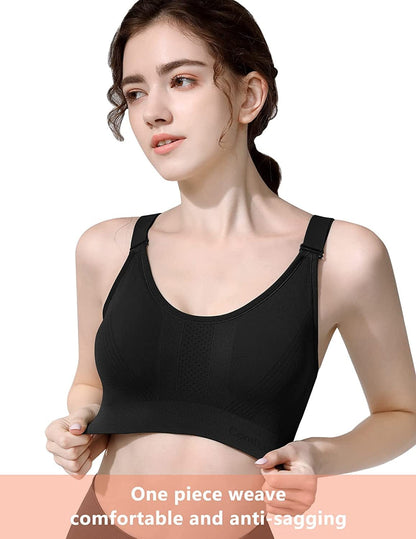 One-Piece Seamless Nursing Bra, 3D Stereo Massage Promotes Breastmilk Production, with Extension Clasp and Laundry Bag